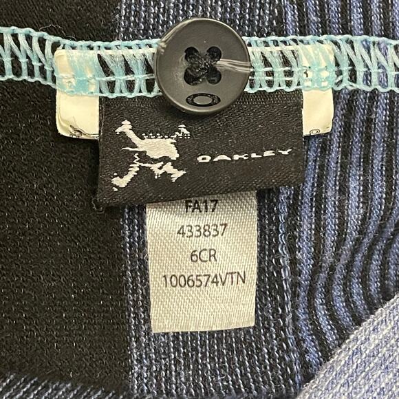 Oakley XL Tailored Fit Stripe Polo Shirt Blue Gray Teal Golf Performance Top - Picture 4 of 9